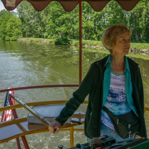 Joan at the helm of ONONGADA